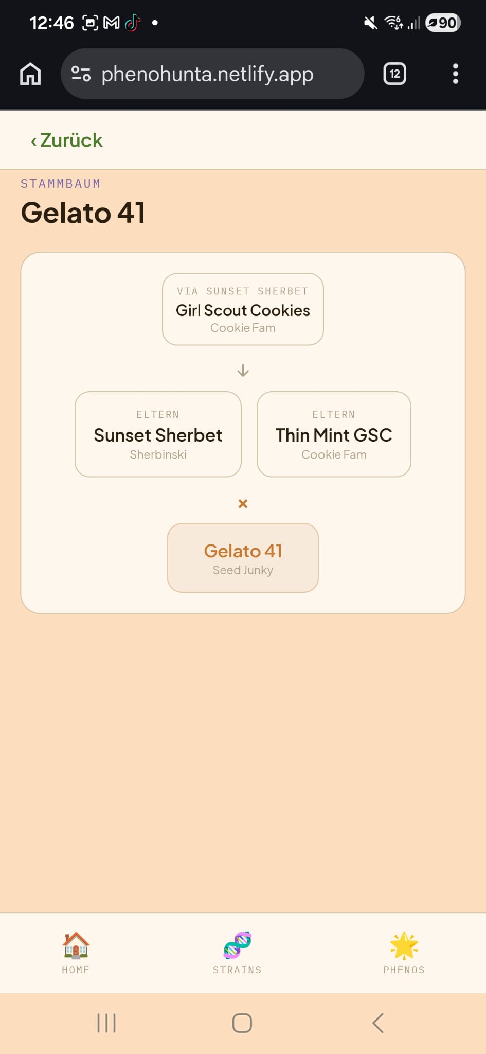 Phenohunter v1 Stammbaum-Visualisierung